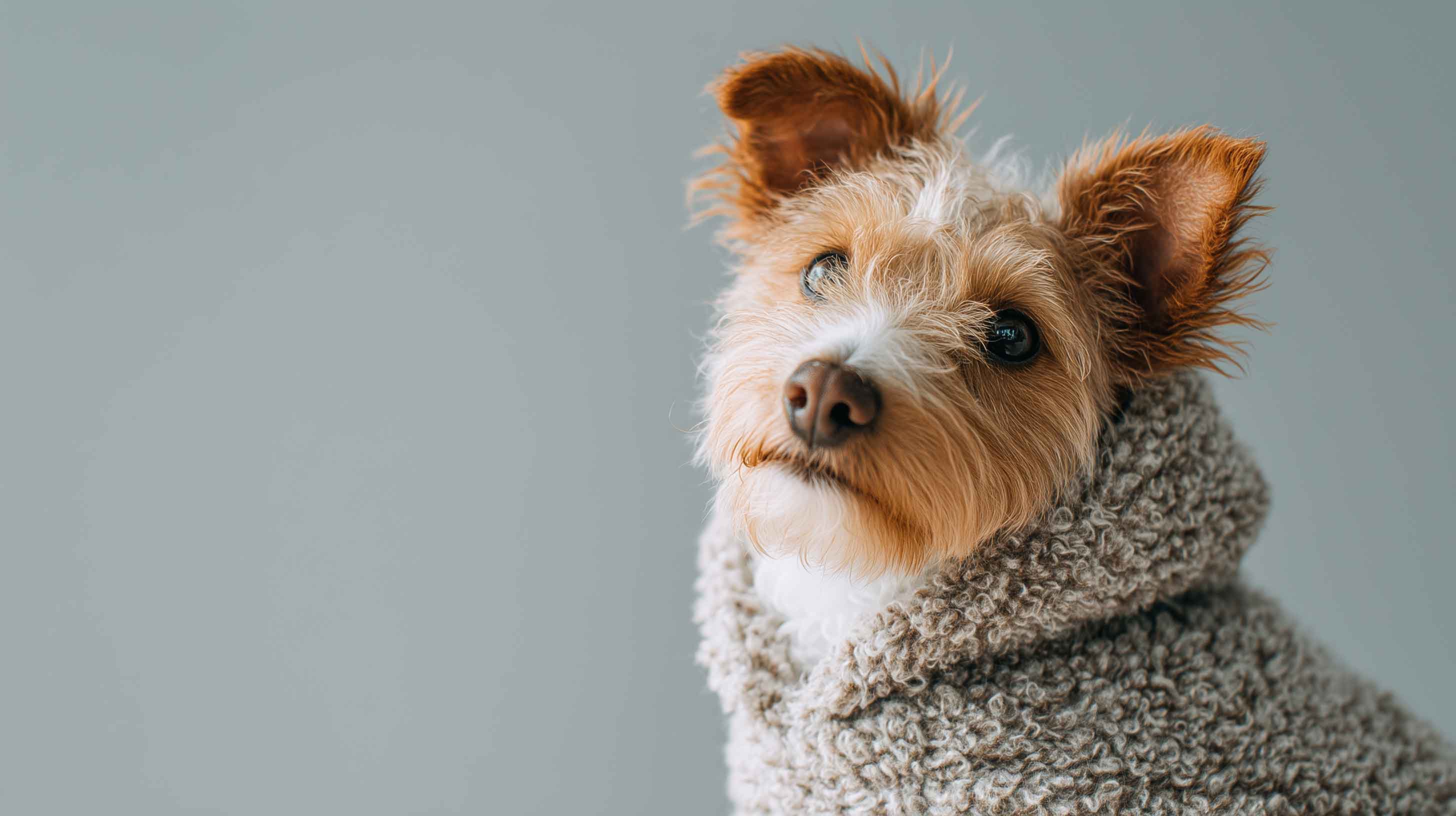 お洒落なセーターを着たわんちゃん