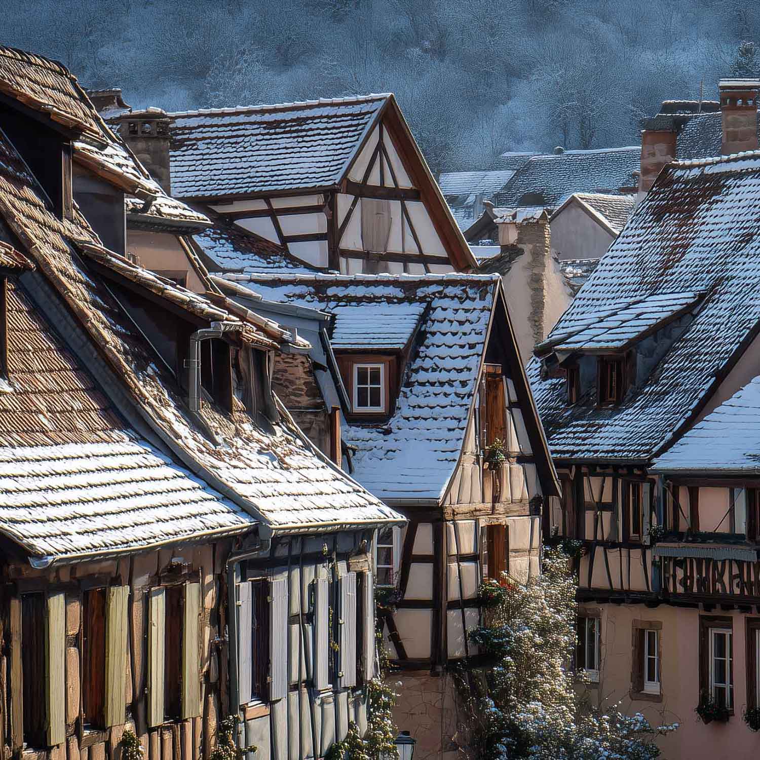 雪に包まれたヨーロッパの古都