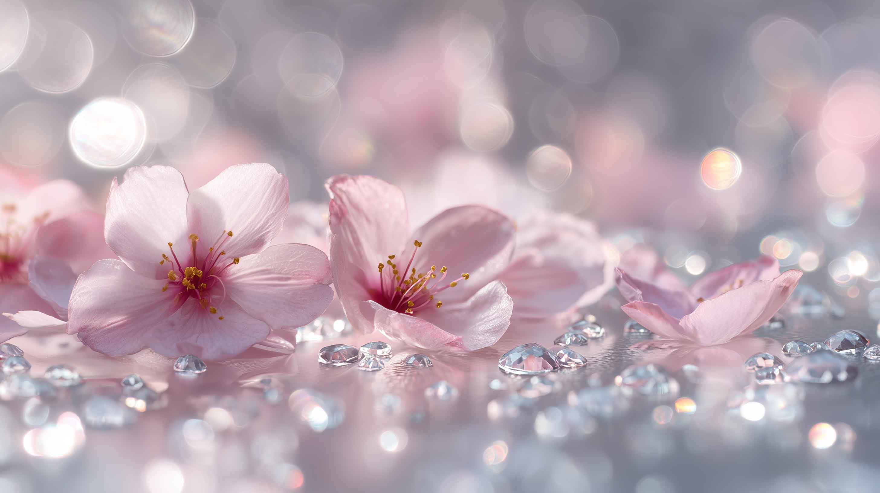 水滴が輝く幻想的な桜